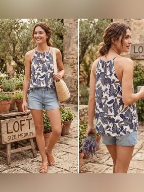 Loft Sleeveless Floral Print Sleeveless Blouse Medium